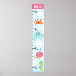 Under Behållan Sea/Girls Growth Chart på 8 x 44! Poster