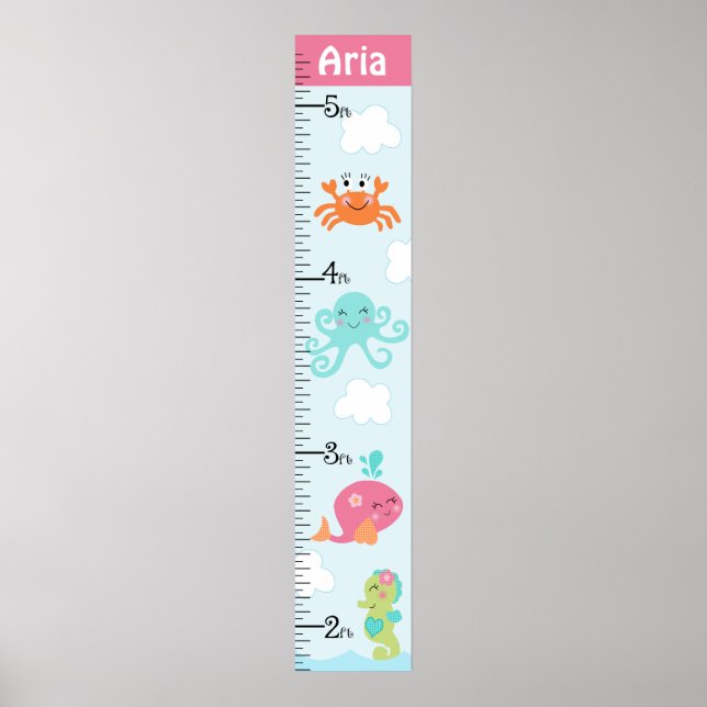 Under Behållan Sea/Girls Growth Chart på 8 x 44! Poster (Framsidan)