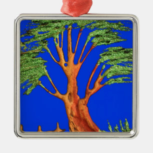 Under Blå himmel: Acacia Träd-insamlingen Julgransprydnad Metall