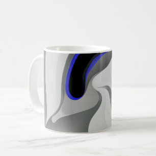Under blått: Abstrakt Grått, svart och blå Kaffemugg