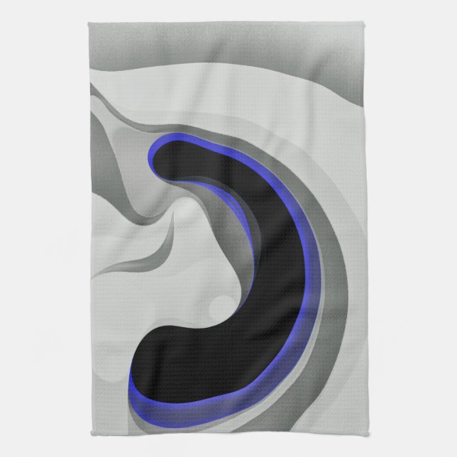 Under blått: Abstrakt Grått, svart och blå Kökshandduk (Vertikal)