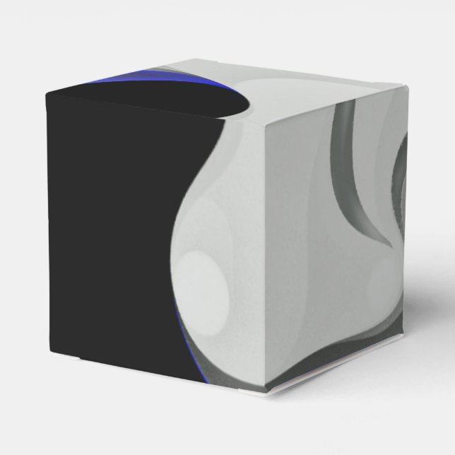 Under blått: Abstrakt Grått, svart och blå Presentaskar (Baksidan Sidan)