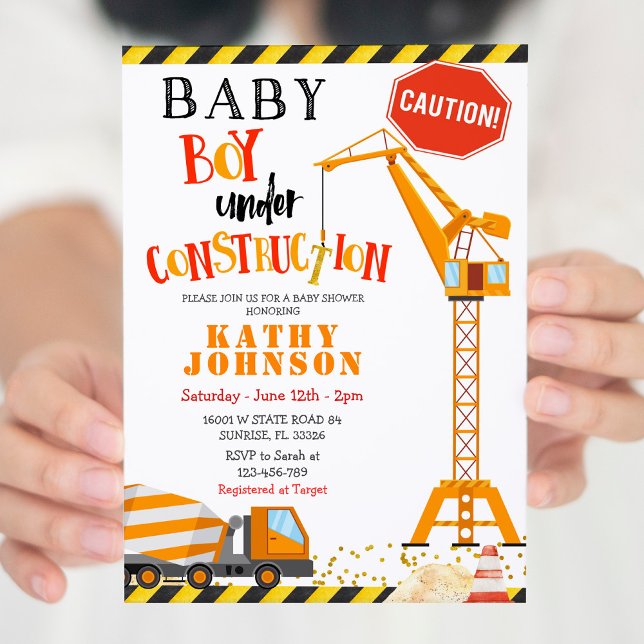 Under Bygg Boy Baby Baby Shower-inbjudan Inbjudningar (Skapare uppladdad)