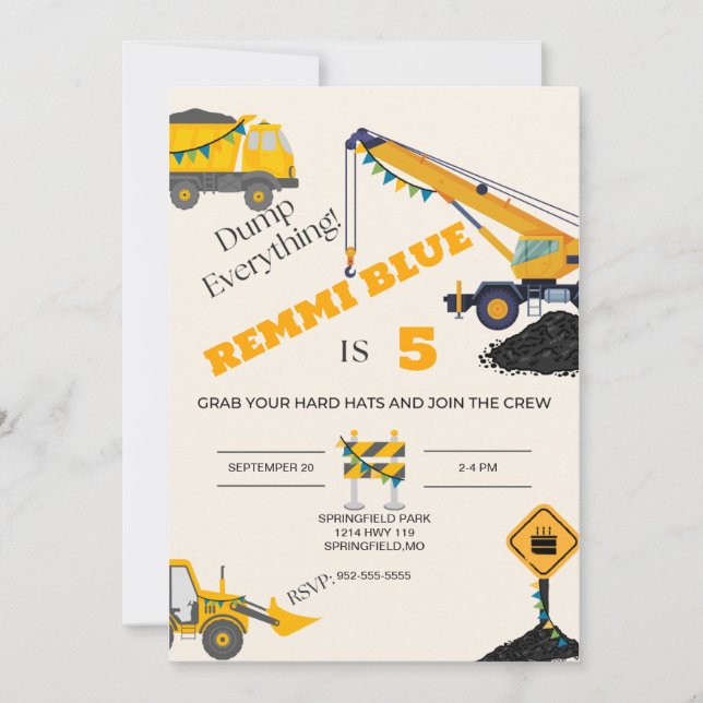 Under Bygg! Födelsedag Inbjudningar (Framsida)