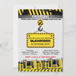 Under Bygg-Lastbilar Födelsedagsfest-inbjudan Inbjudningar