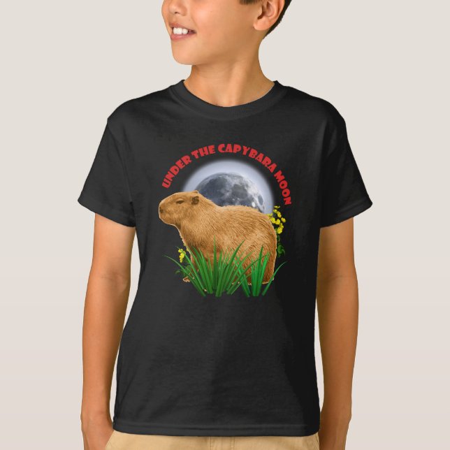 Under Capybara Måne Funny Capybara T Shirt (Framsida)