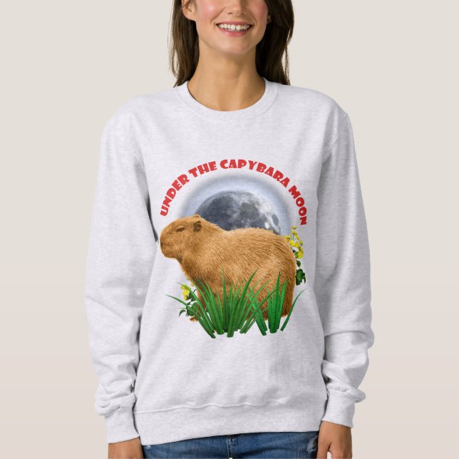 Under Capybara-månen Sött Djur T Shirt (Framsida)