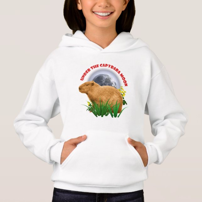 Under Capybara-månen Sött Djur T Shirt (Framsida)