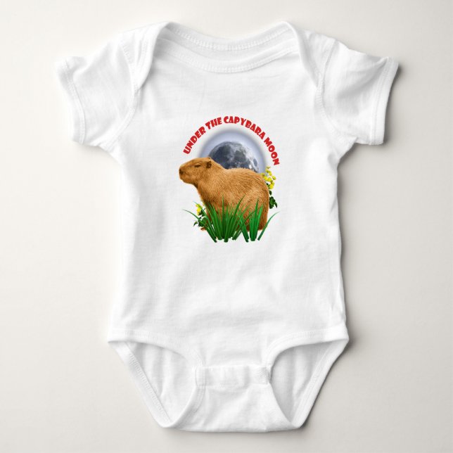 Under Capybara-månen Sött Djur T Shirt (Framsida)