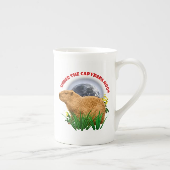 Under Capybaramånen Sött Djur Benporslin Mugg (Höger)