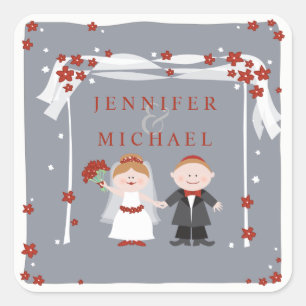 UNDER CHUPPAH Jewish Bröllop Gift Sticker Fyrkantigt Klistermärke
