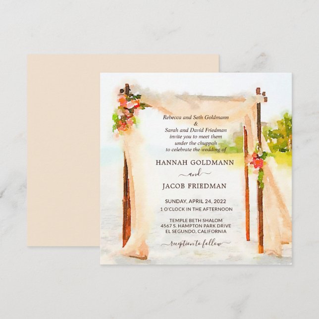 Under Chuppahs bröllopsinbjudan Inbjudningar (Fram/baksida)