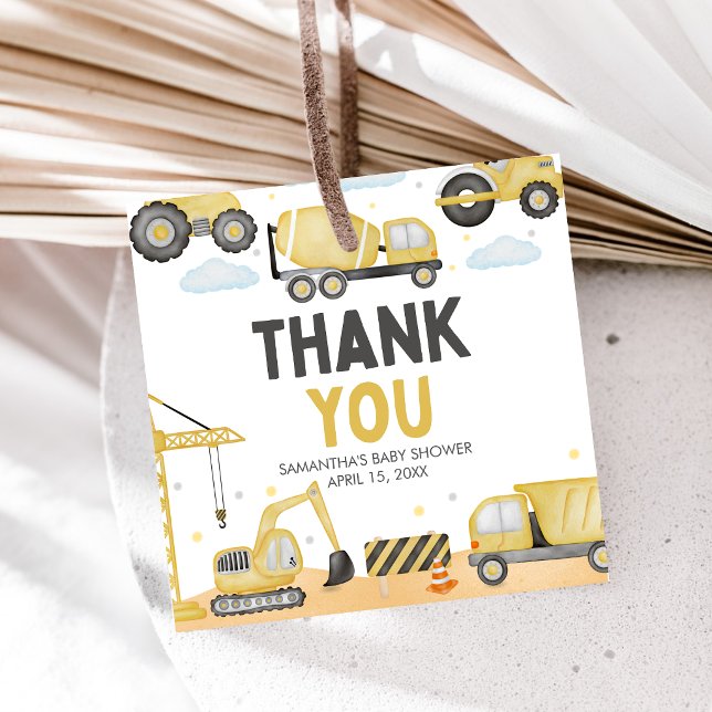 Under Construction Baby Shower Gåvor Etiketter (Caution Baby Under Construction Baby Shower Favor Tags)