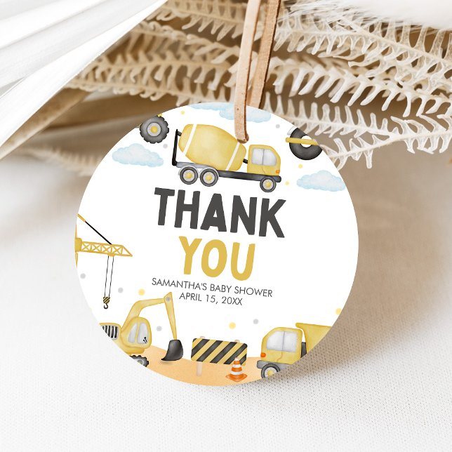 Under Construction Baby Shower Gåvor Etiketter (Caution Baby Under Construction Baby Shower Favor Tags)