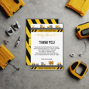 Under Construction Bulldozer Baby Shower Tack Kort