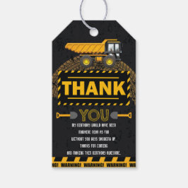 Under Construction Excavator Birthday Tack Presentetikett