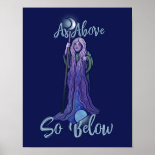 Under Crone Måne Goddess Pagan Art Poster