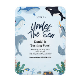 Under delfinerna Hajvalar vid delfiner, födelsedag Magnet