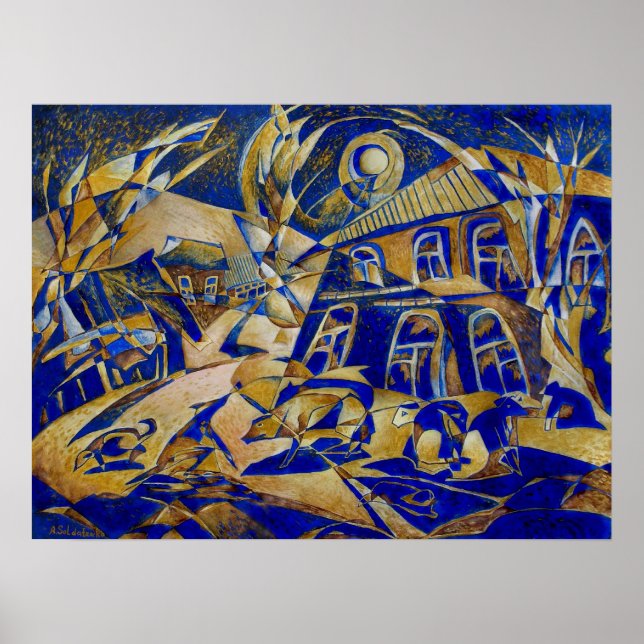 Under den ljusa originalmålningen Skriv ut under g Poster (Framsidan)