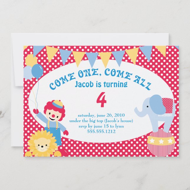 under den stora toppen - barnens födelsedag inbjudningar (Framsida)