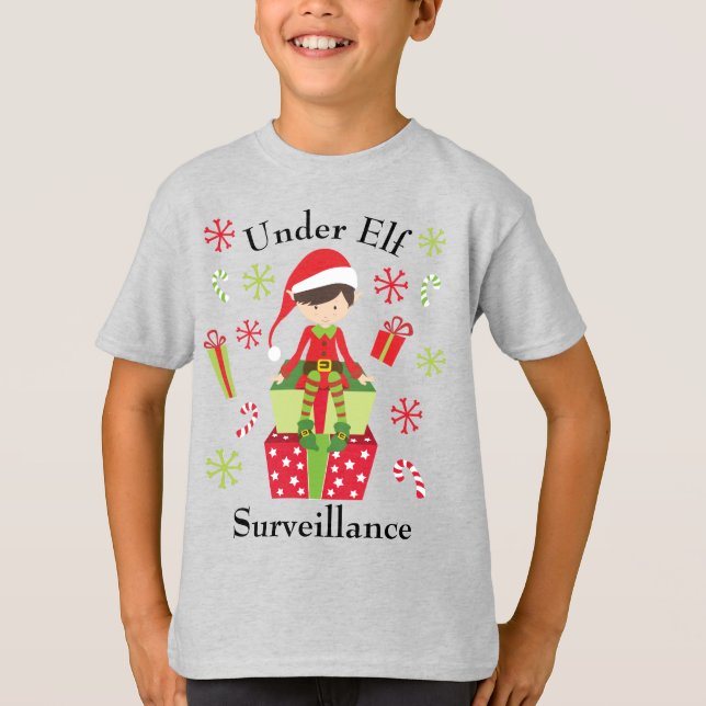 Under Elf-övervakning, jul, Helgdag T Shirt (Framsida)