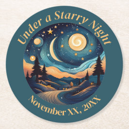 Under en Starry-natt Underlägg Papper Rund