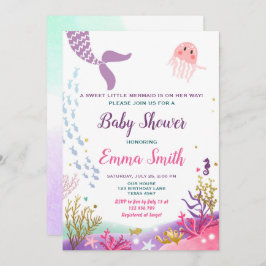 Under flickan för inbjudan för havssjöjungfrubaby
