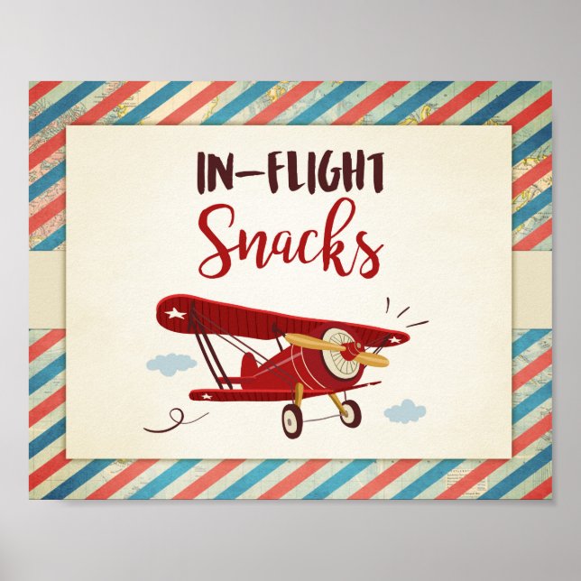 Under flygsnacks skyltar Flygplan Food Bord Snack (Framsidan)