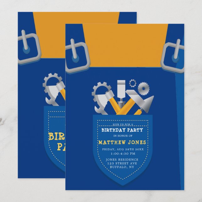 Under Födelsedagsfest Handyman för byggnation (Fram/baksida)