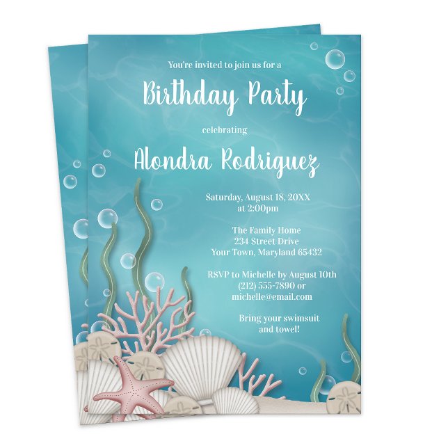 Under Födelsedagsfest inbjudan (Under the Sea Birthday Party Invitation from Artistically Invited on Zazzle.)