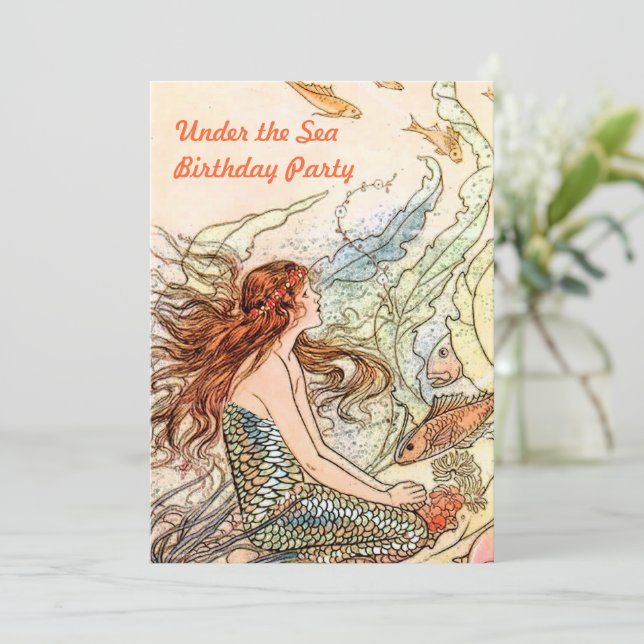Under Födelsedagsfesten för Sjöjungfru till havs Inbjudningar (Stående Fram)