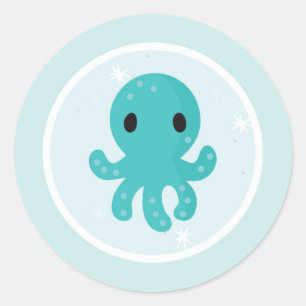 Under Födelsedagsfesten Octopus Runt Klistermärke