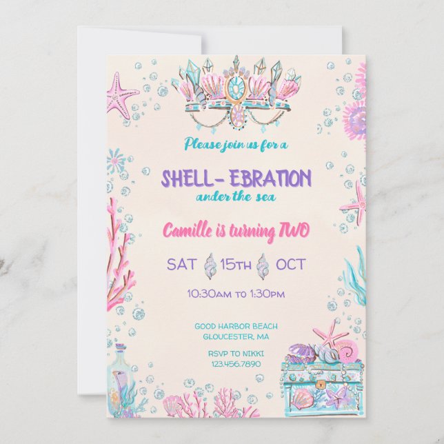 Under Födelsedagsfesten Sea Inbjudningar (Framsida)