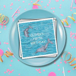 Under Födelsedagsfesten Sea with Dolphins Pappersservett