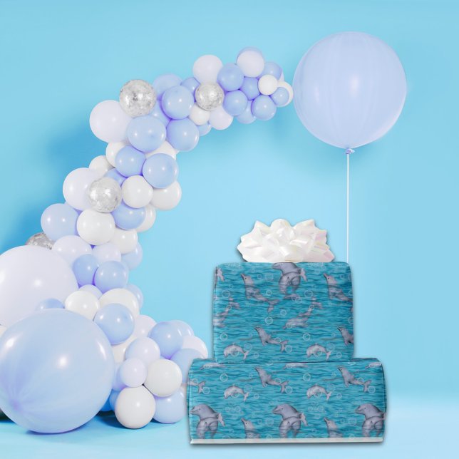 Under Födelsedagsfesten Sea with Dolphins Presentpapper (Skapare uppladdad)