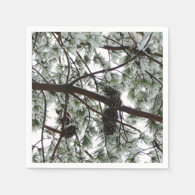 Under Gräs Winter Photo under Snö täckte Träd Pappersservett (Framsidan)