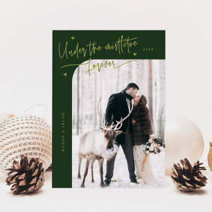 Under Grönten Mistletoe Forever Newlyed Photo Julkort