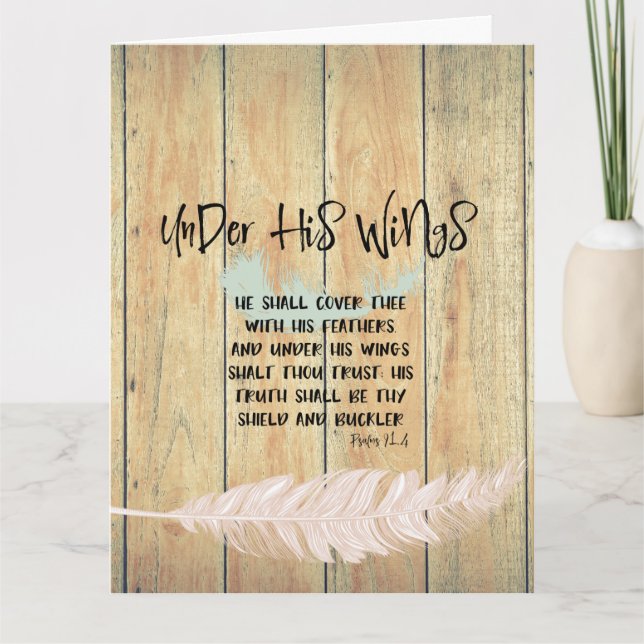 Under hans Vingar-citat med salms-verse Kort (Framsida)