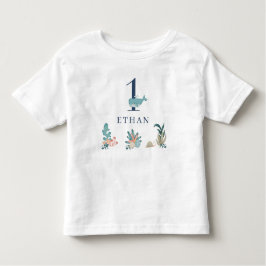Under hav 1:a Pojke Cute Blue Watercolor T Shirt