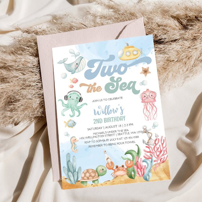 Under havet 2-års födelsedagsinbjudan inbjudningar (Skapare uppladdad)