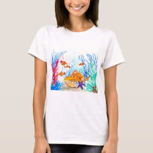 Under havet akvarell fisk ocean kust hav t shirt