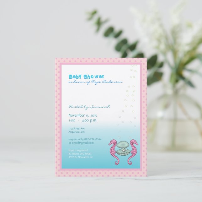 Under havet Baby Girl Shower Annonsering Inbjudningar (Stående Fram)