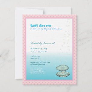 Under havet Baby Girl Shower Annonsering Pärlan Inbjudningar