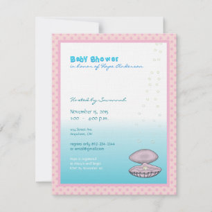 Under havet Baby Girl Shower Annonsering Pärlan Inbjudningar