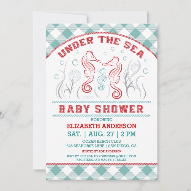 Under havet baby shower inbjudan (Framsida)