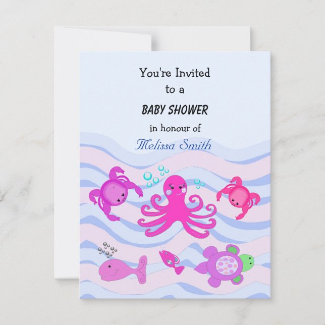 Under havet baby shower inbjudningar (Framsida)