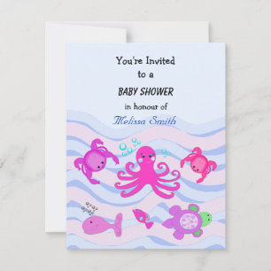 Under havet baby shower inbjudningar
