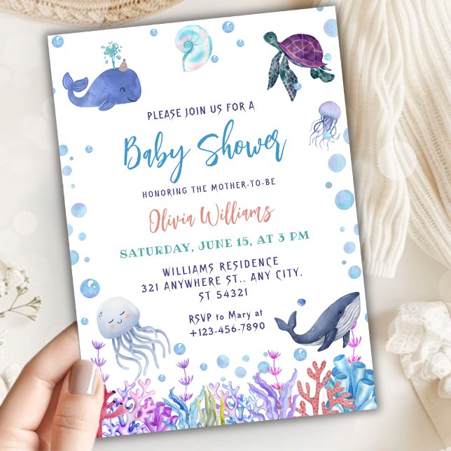 Under havet Baby Shower Inbjudningar (Skapare uppladdad)