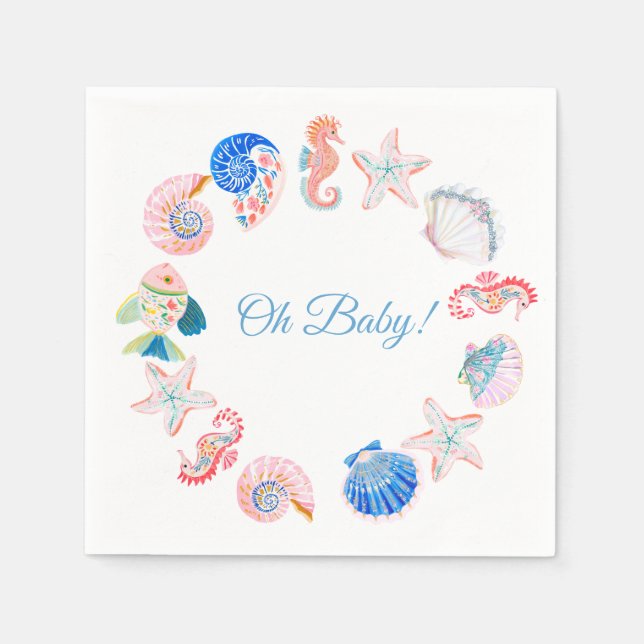 Under havet Baby Shower  Pappersservett (Framsidan)