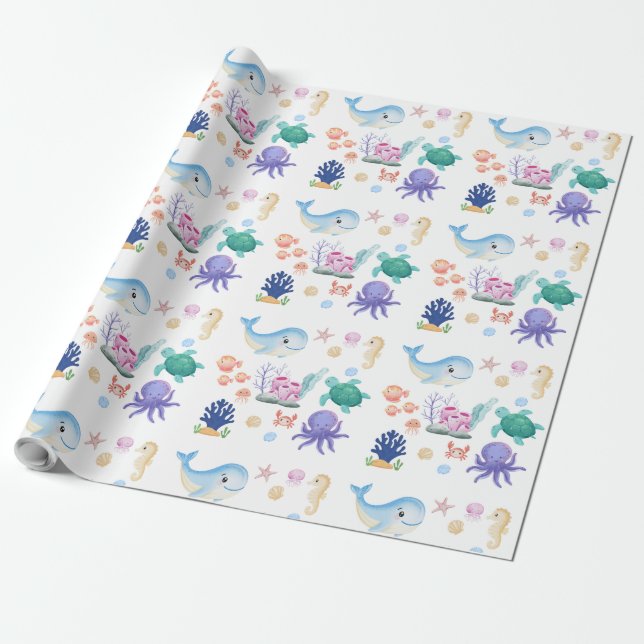 Under havet baby shower present presentpapper (Utrullad)